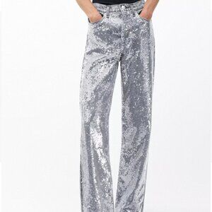 Shea Relaxed Straight Jeans Lightweight Rigid in Steele Sequins